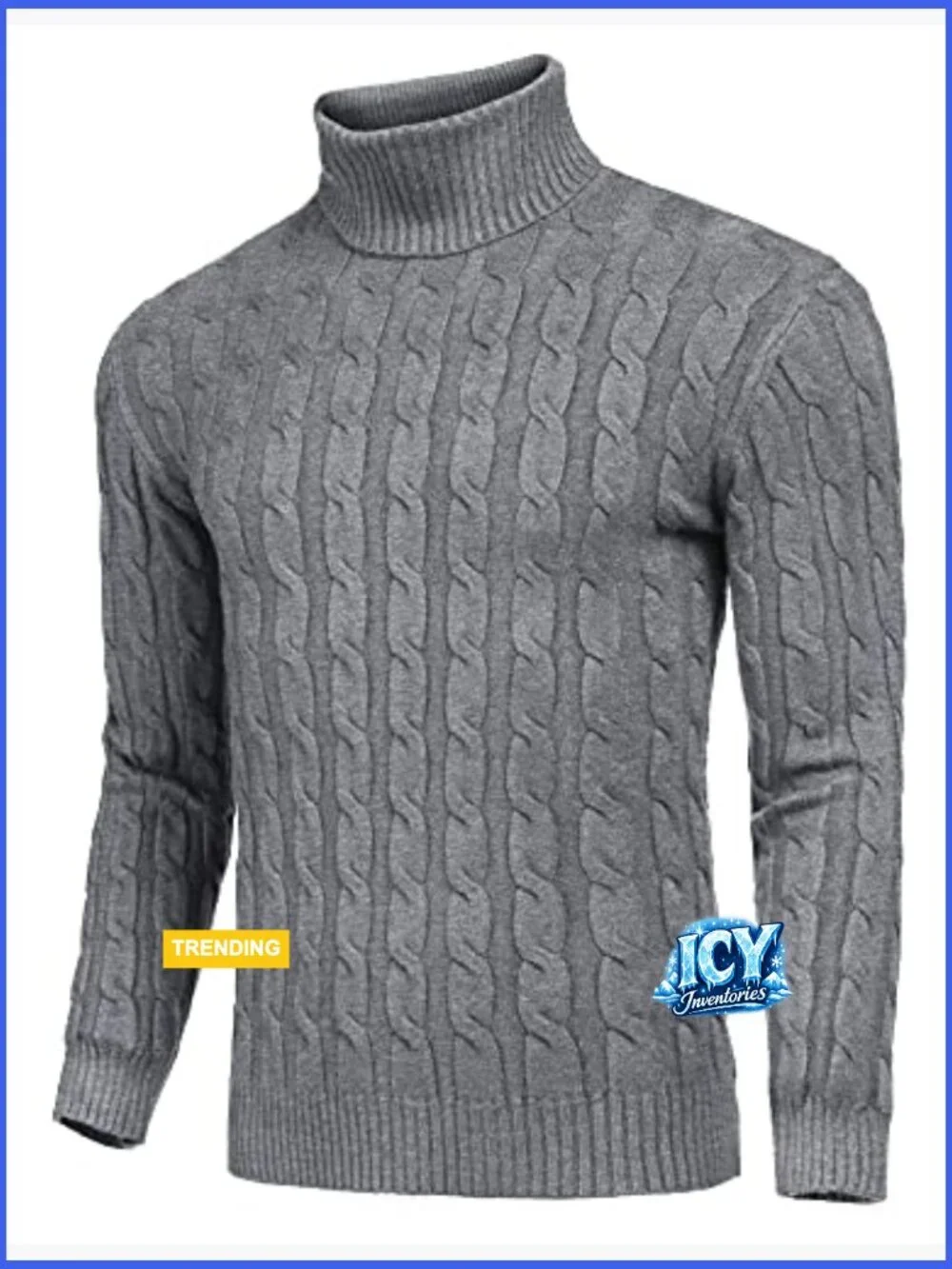 Slim Fit Turtleneck Pullover Sweater, Recycled Material, Twisted Knit